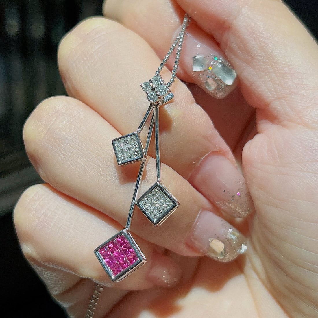 14k Gold 0.90 Ctw Natural Ruby & Diamond Necklace - 3