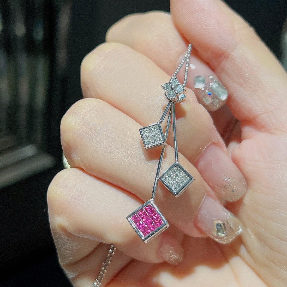 14k Gold 0.90 Ctw Natural Ruby & Diamond Necklace - 4