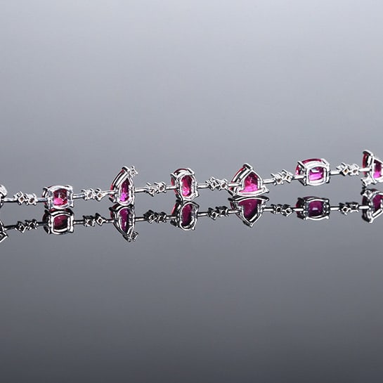 14k Gold 5.18 Ctw Natural Ruby & Diamond Bracelet - 4