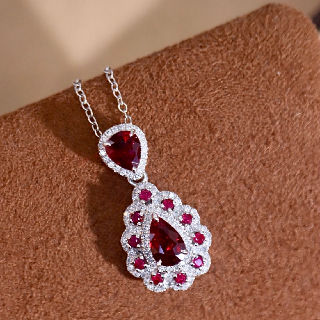 14k Gold 1.71 Ctw Natural Ruby & Diamond Pendant( Without Chain ) - 5