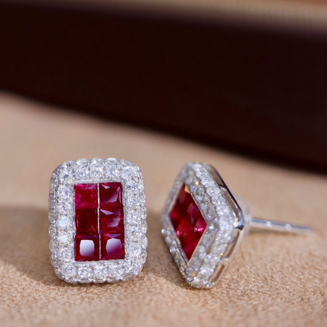 14k Gold 1.86 Ctw Natural Ruby & Diamond Earrings - 2