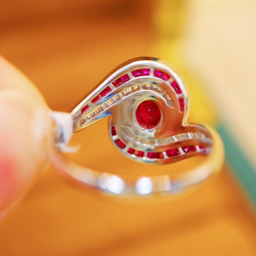 14k Gold 0.77 Ctw Natural Ruby & Diamond Ring - 4