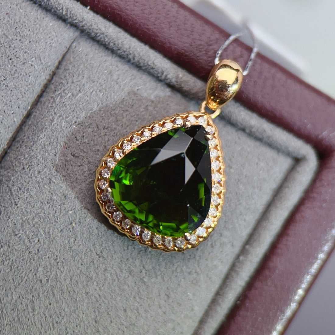 14k Gold 4.36 Ctw Natural Tourmaline & Diamond Pendant( Without Chain ) - 2