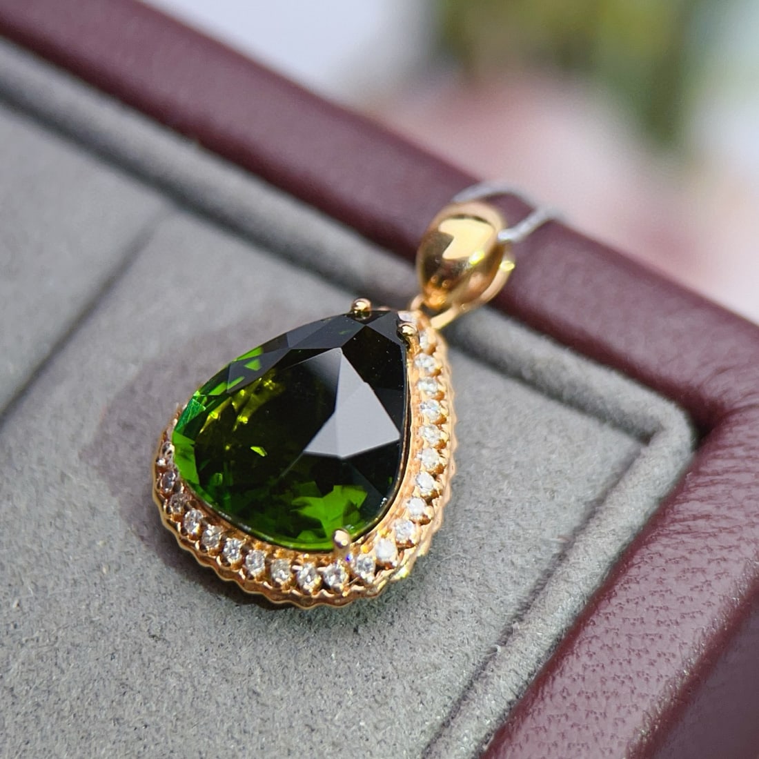 14k Gold 4.36 Ctw Natural Tourmaline & Diamond Pendant( Without Chain ) - 3