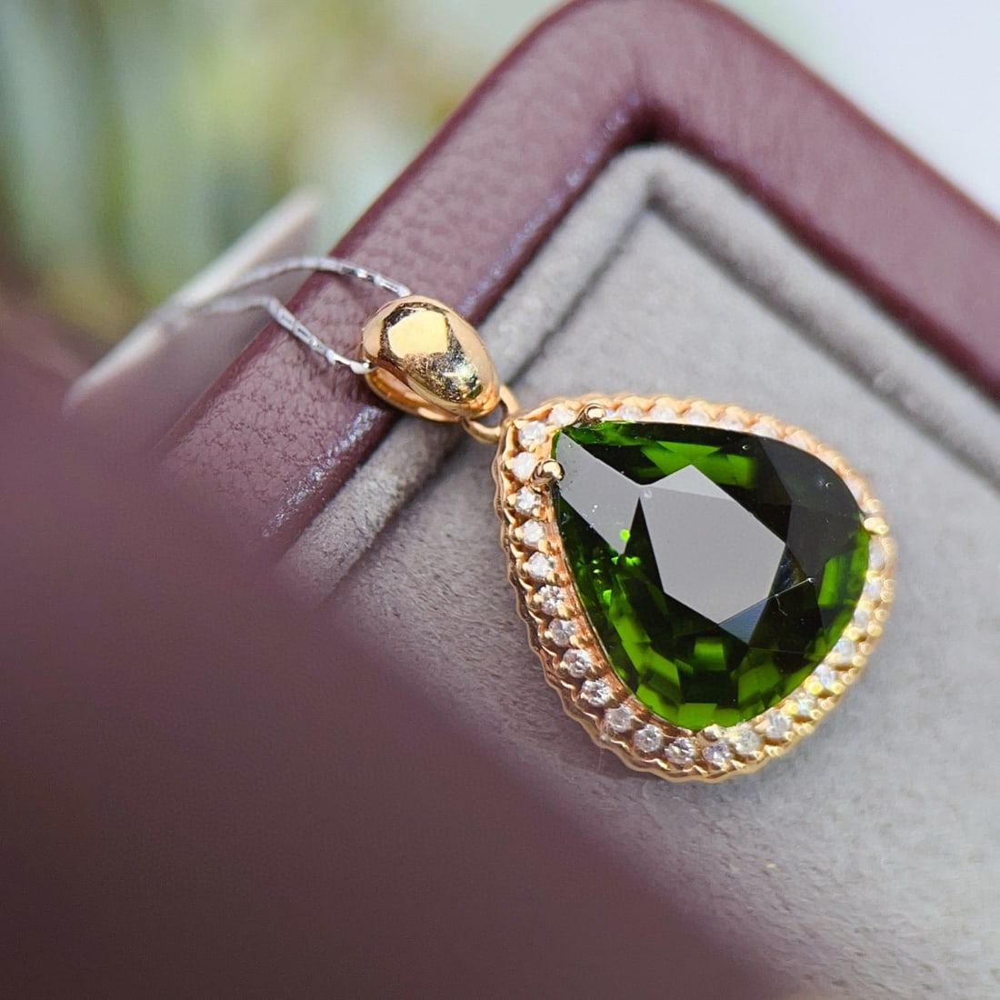 14k Gold 4.36 Ctw Natural Tourmaline & Diamond Pendant( Without Chain ) - 4