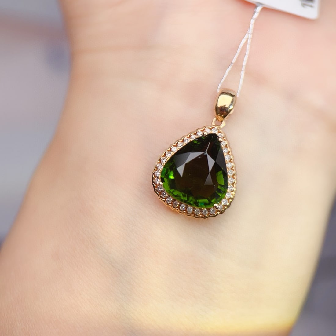 14k Gold 4.36 Ctw Natural Tourmaline & Diamond Pendant( Without Chain ) - 5