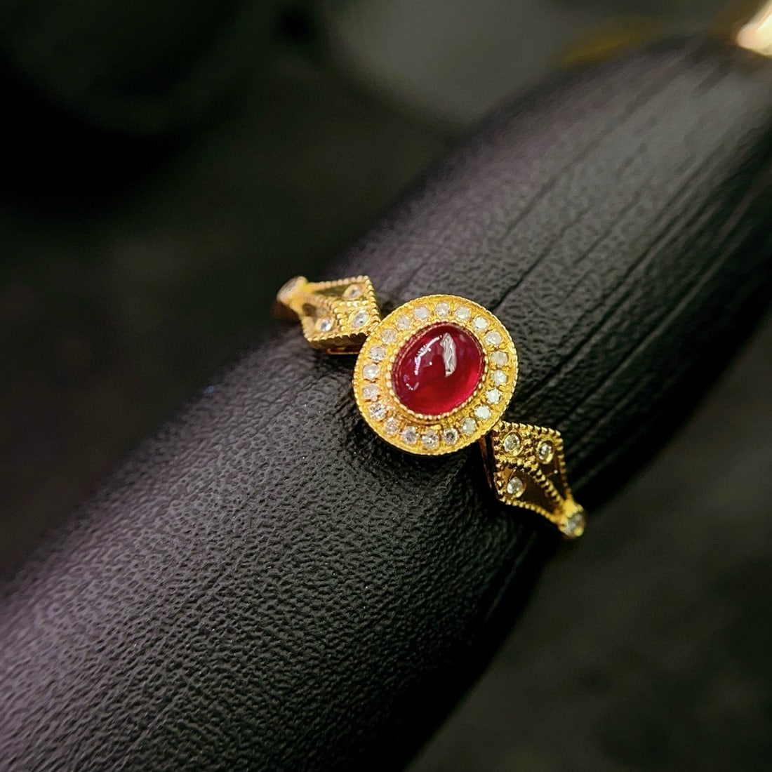 14k Gold 0.30 Ct Vivid Red Natural Ruby & Diamond Ring - 2