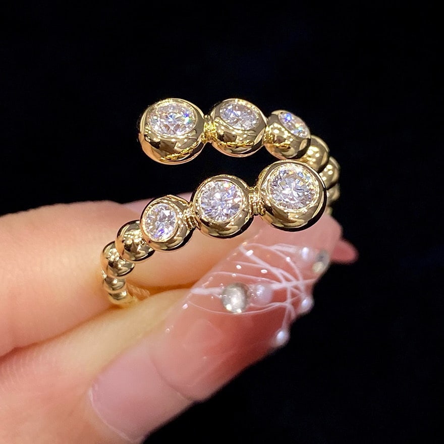 14k Gold 0.55 Ct Natural H Diamond Ring - 5