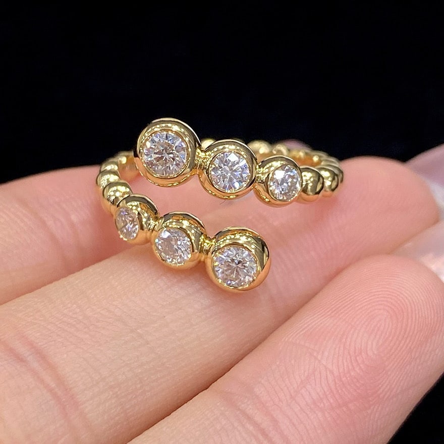 14k Gold 0.55 Ct Natural H Diamond Ring - 6