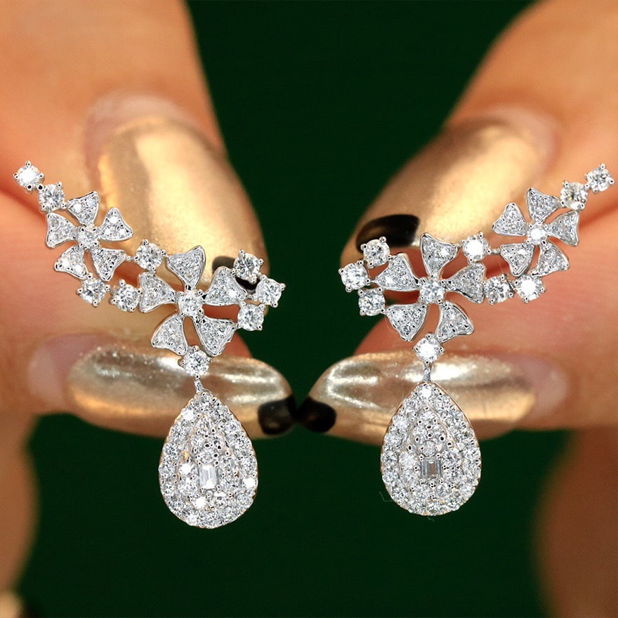 14k Gold 0.8 Ct Natural H Diamond Earrings - 2