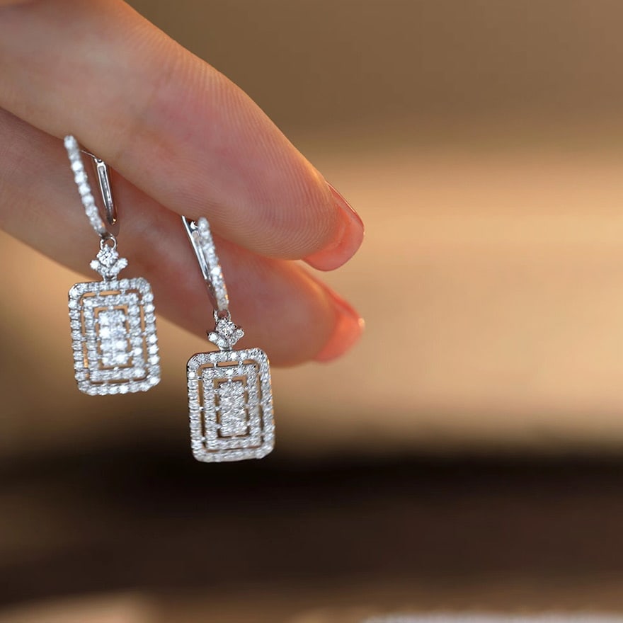 14k Gold 0.8 Ct Natural H Diamond Earrings - 4