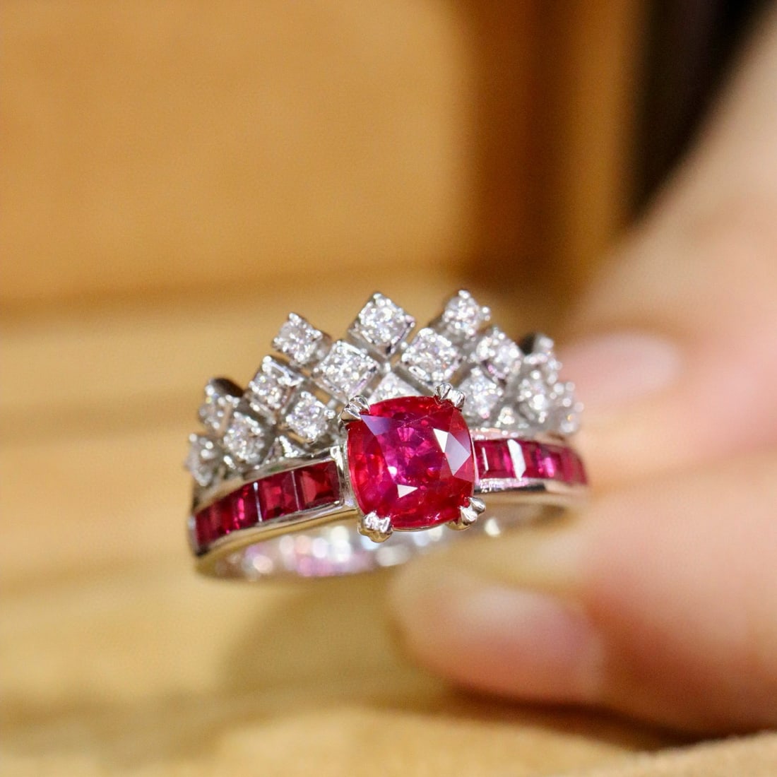 14k Gold 1.39 Ctw Vivid Red Natural Ruby & Diamond Ring - 5