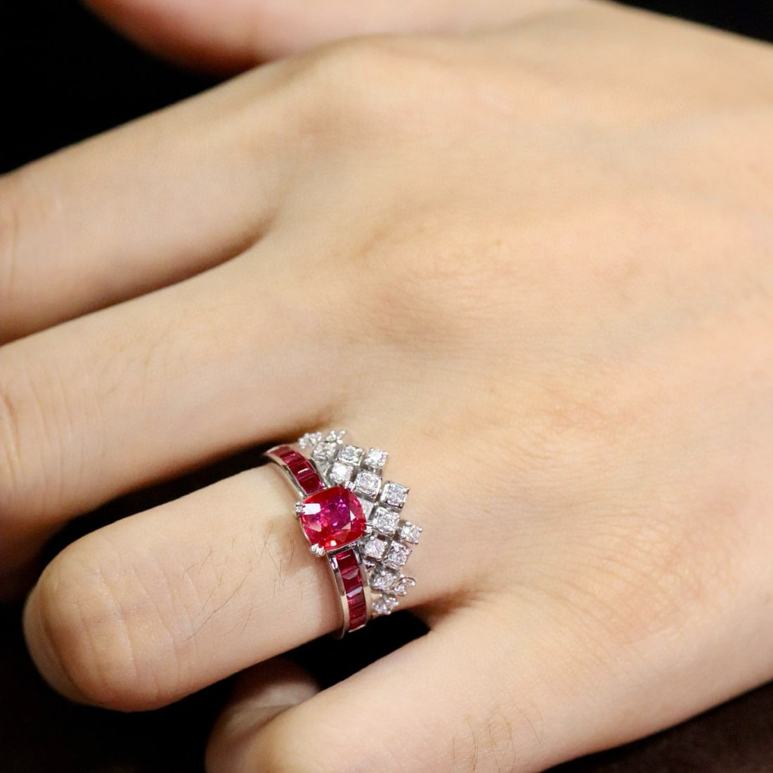 14k Gold 1.39 Ctw Vivid Red Natural Ruby & Diamond Ring - 6