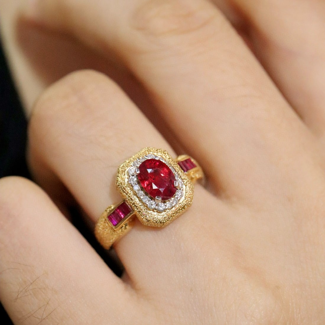 14k Gold 1.15 Ctw Vivid Red Natural Ruby & Diamond Ring - 4