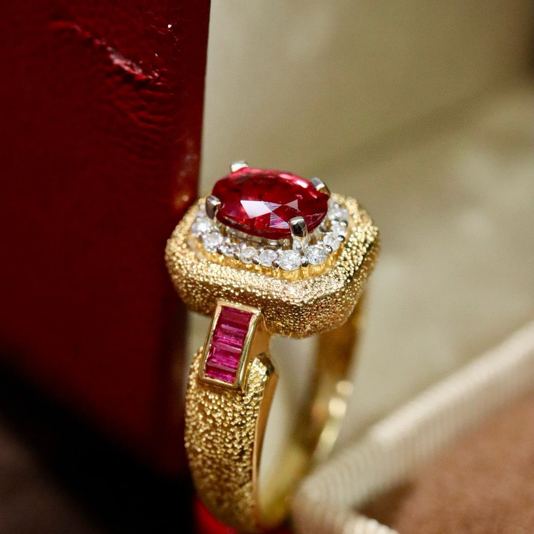 14k Gold 1.15 Ctw Vivid Red Natural Ruby & Diamond Ring - 5