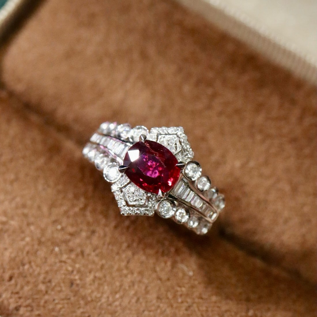 14k Gold 1.44 Ctw Vivid Red Natural Ruby & Diamond Ring - 2