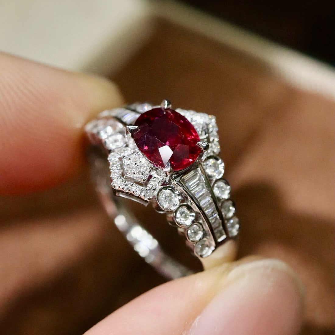 14k Gold 1.44 Ctw Vivid Red Natural Ruby & Diamond Ring - 3