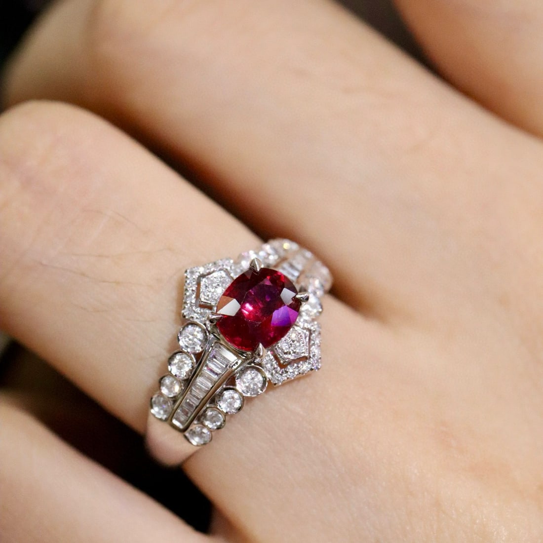 14k Gold 1.44 Ctw Vivid Red Natural Ruby & Diamond Ring - 5