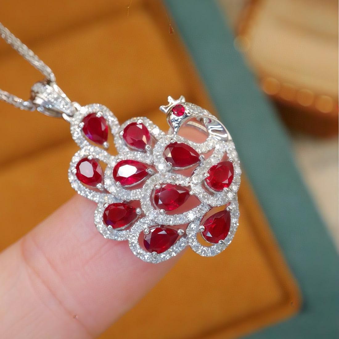 14k Gold 1.59 Ctw Natural Ruby & Diamond Pendant( Without Chain ) - 2