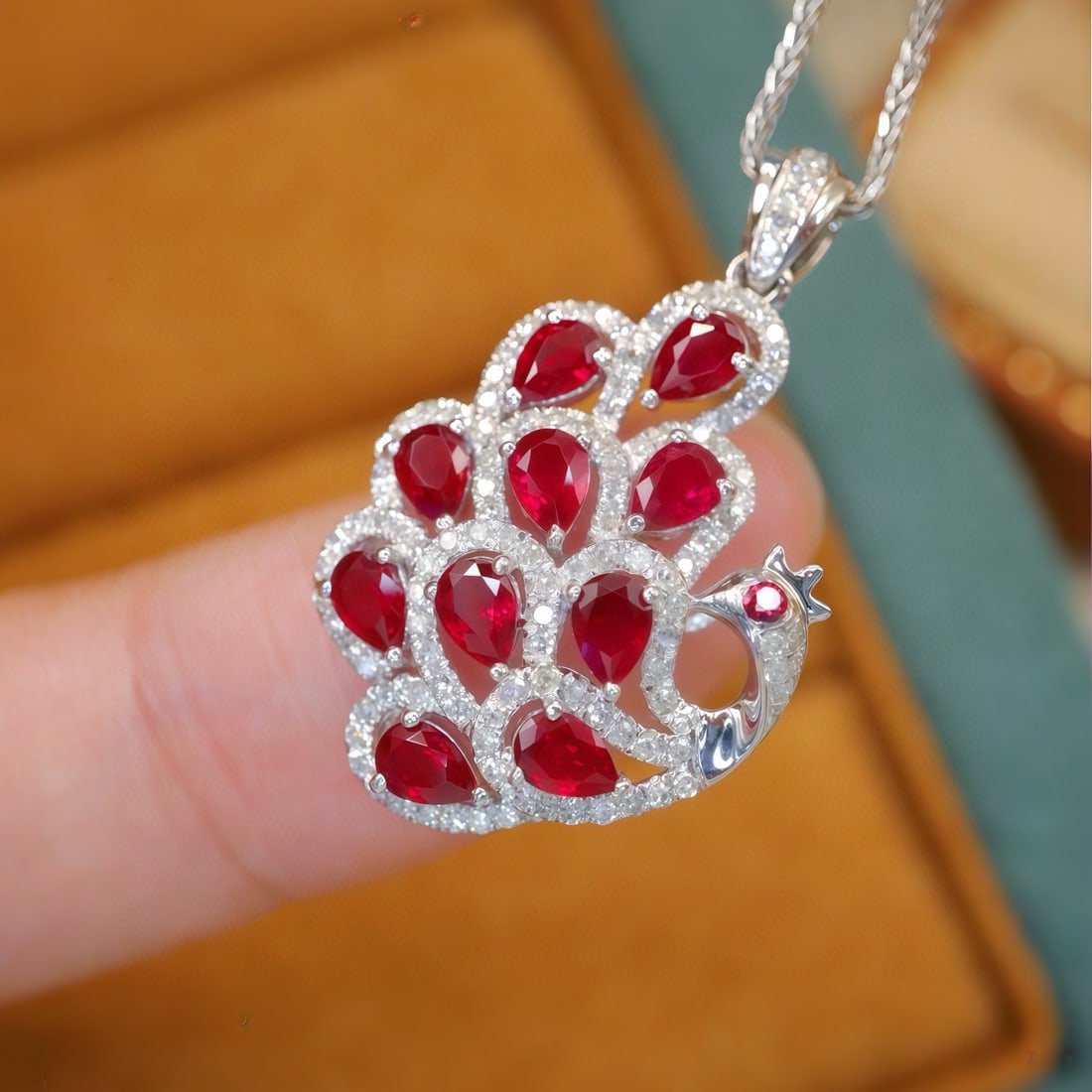 14k Gold 1.59 Ctw Natural Ruby & Diamond Pendant( Without Chain ) - 3