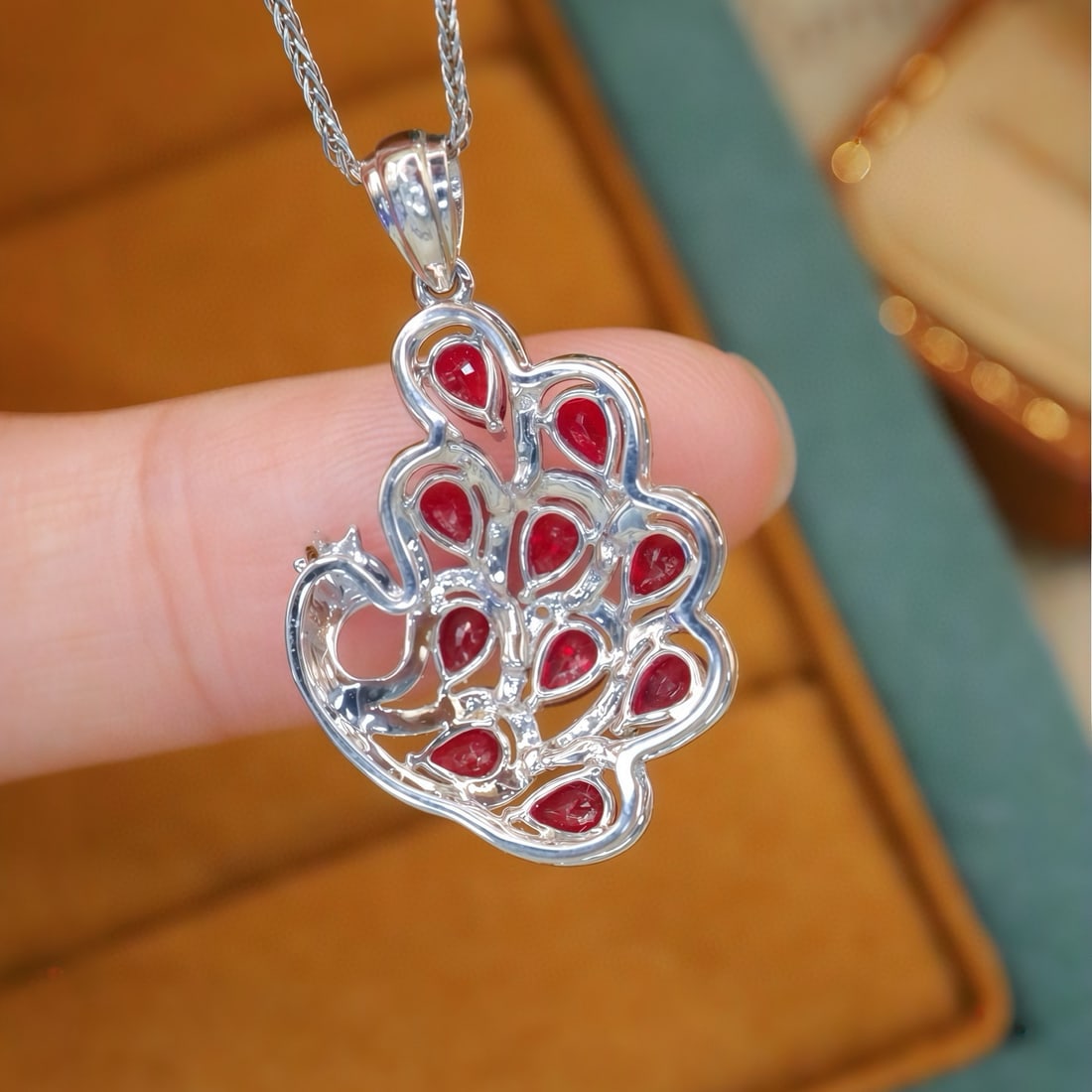 14k Gold 1.59 Ctw Natural Ruby & Diamond Pendant( Without Chain ) - 4