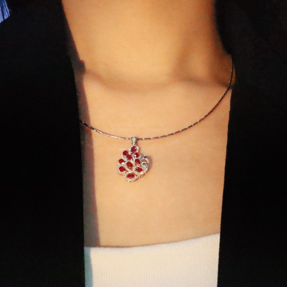 14k Gold 1.59 Ctw Natural Ruby & Diamond Pendant( Without Chain ) - 5