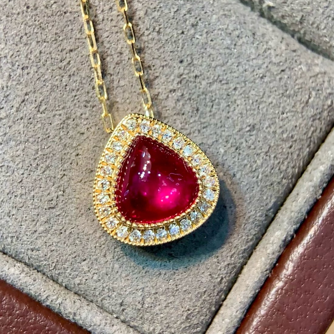 14k Gold 0.91 Ctw Natural Ruby & Diamond Necklace - 2