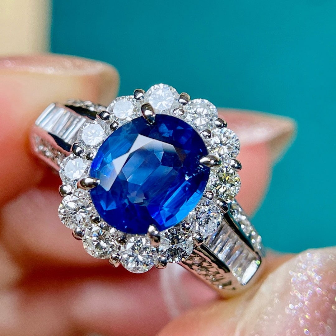 14k Gold 3.12 Ctw Natural Sapphire & Diamond Ring - 3