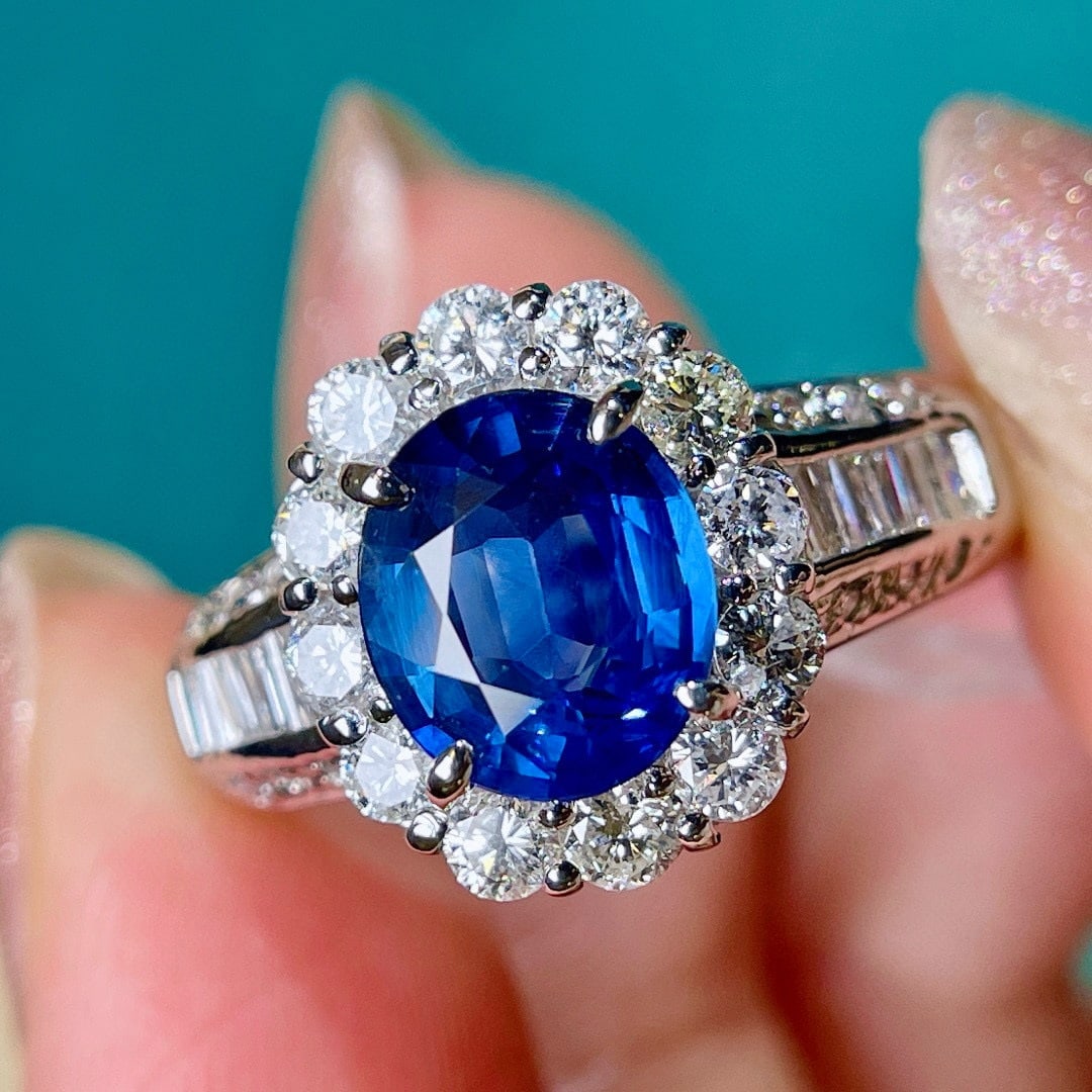 14k Gold 3.12 Ctw Natural Sapphire & Diamond Ring - 5