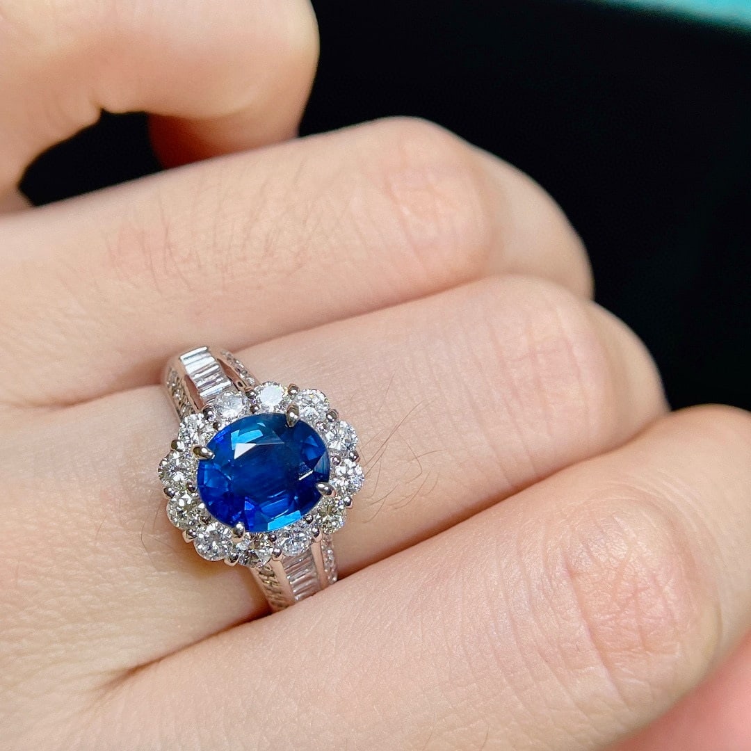 14k Gold 3.12 Ctw Natural Sapphire & Diamond Ring - 8