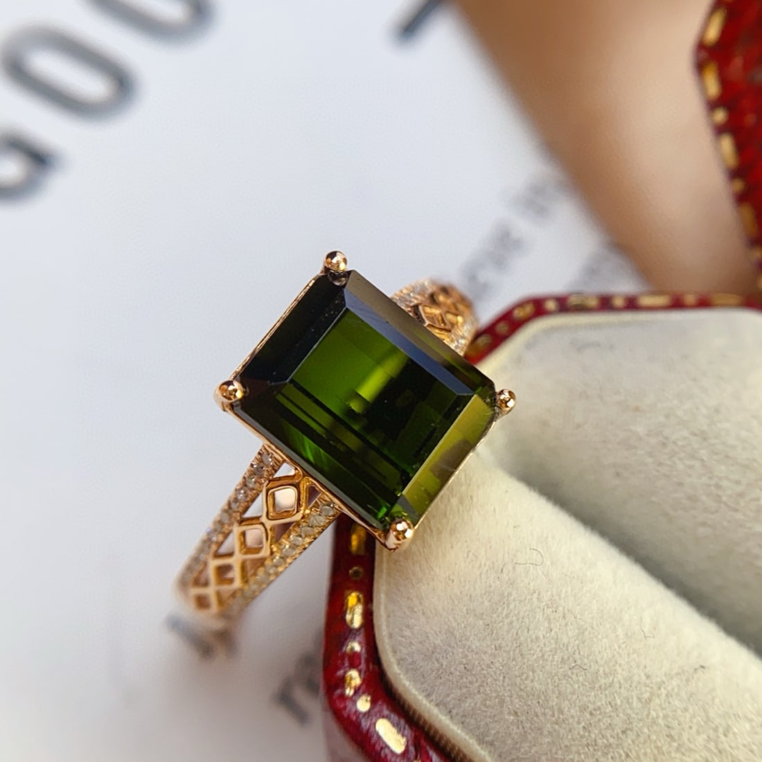 14k Gold 4.56 Ct Natural Tourmaline & Diamond Ring - 2