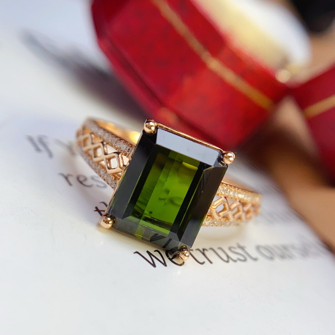 14k Gold 4.56 Ct Natural Tourmaline & Diamond Ring - 3