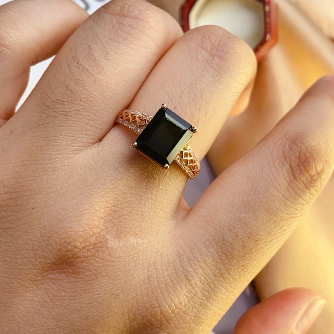 14k Gold 4.56 Ct Natural Tourmaline & Diamond Ring - 4