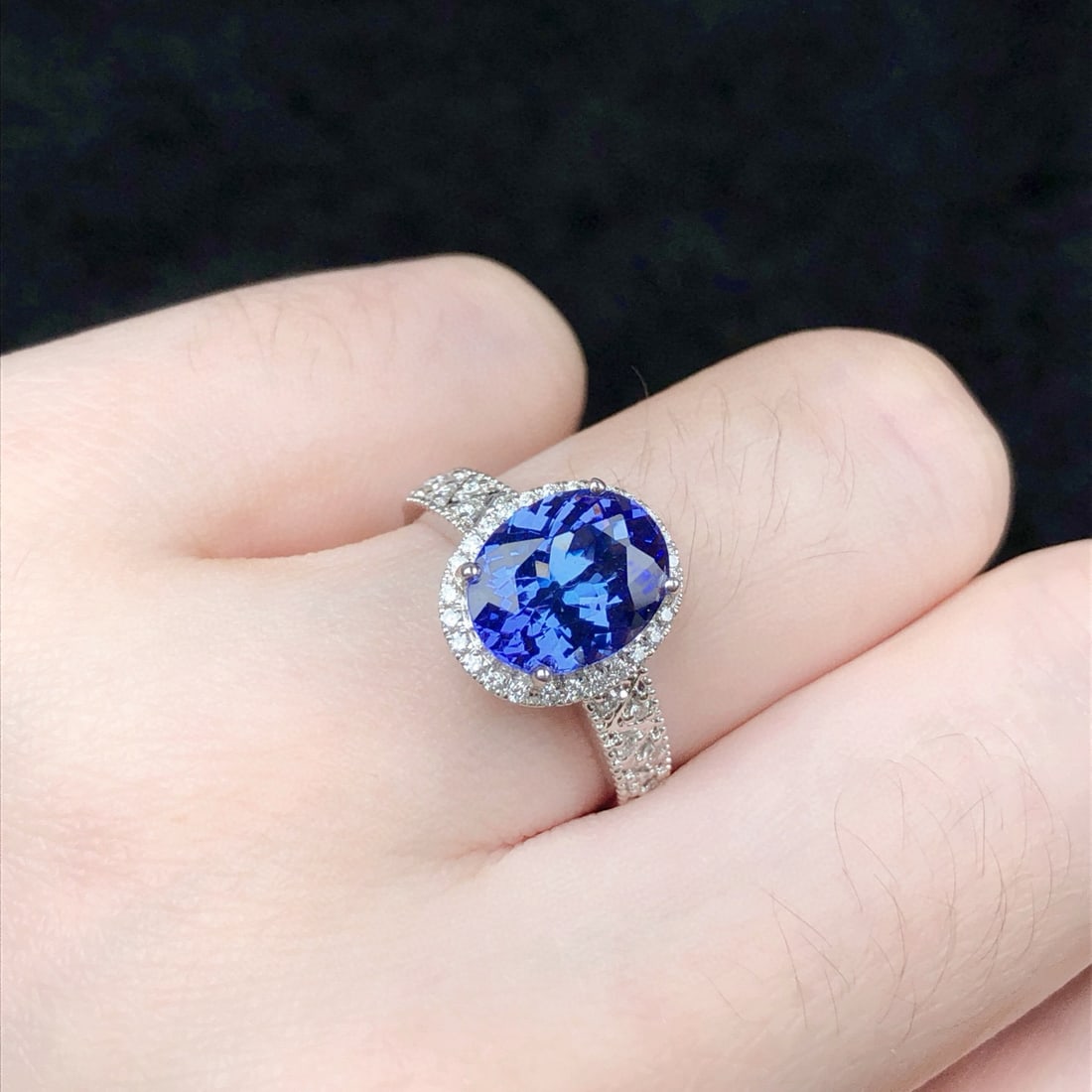 14k Gold 2.59 Ctw Natural Tanzanite & Diamond Ring - 9