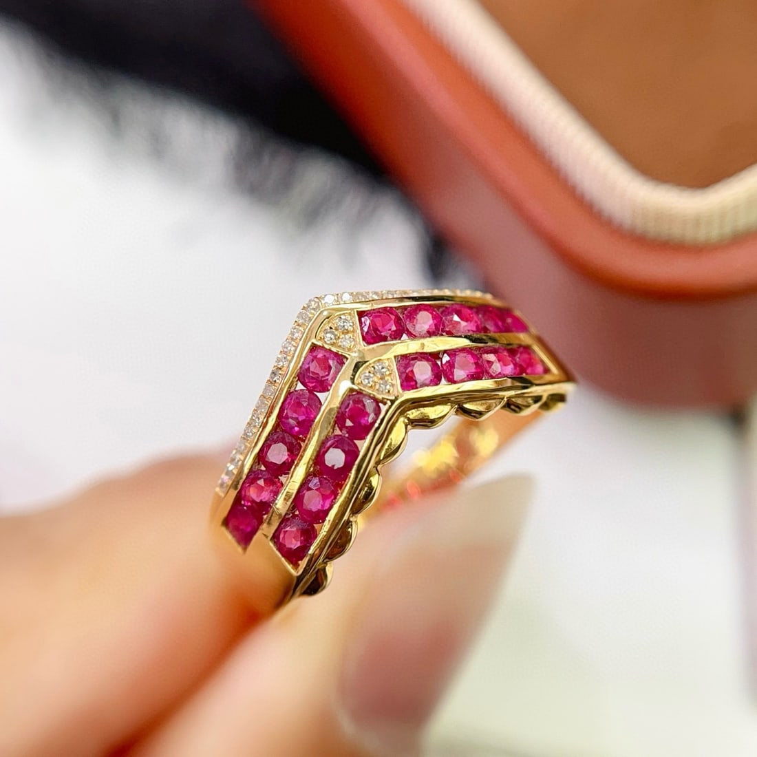 14k Gold 1.80 Ct Natural Ruby & Diamond Ring - 5