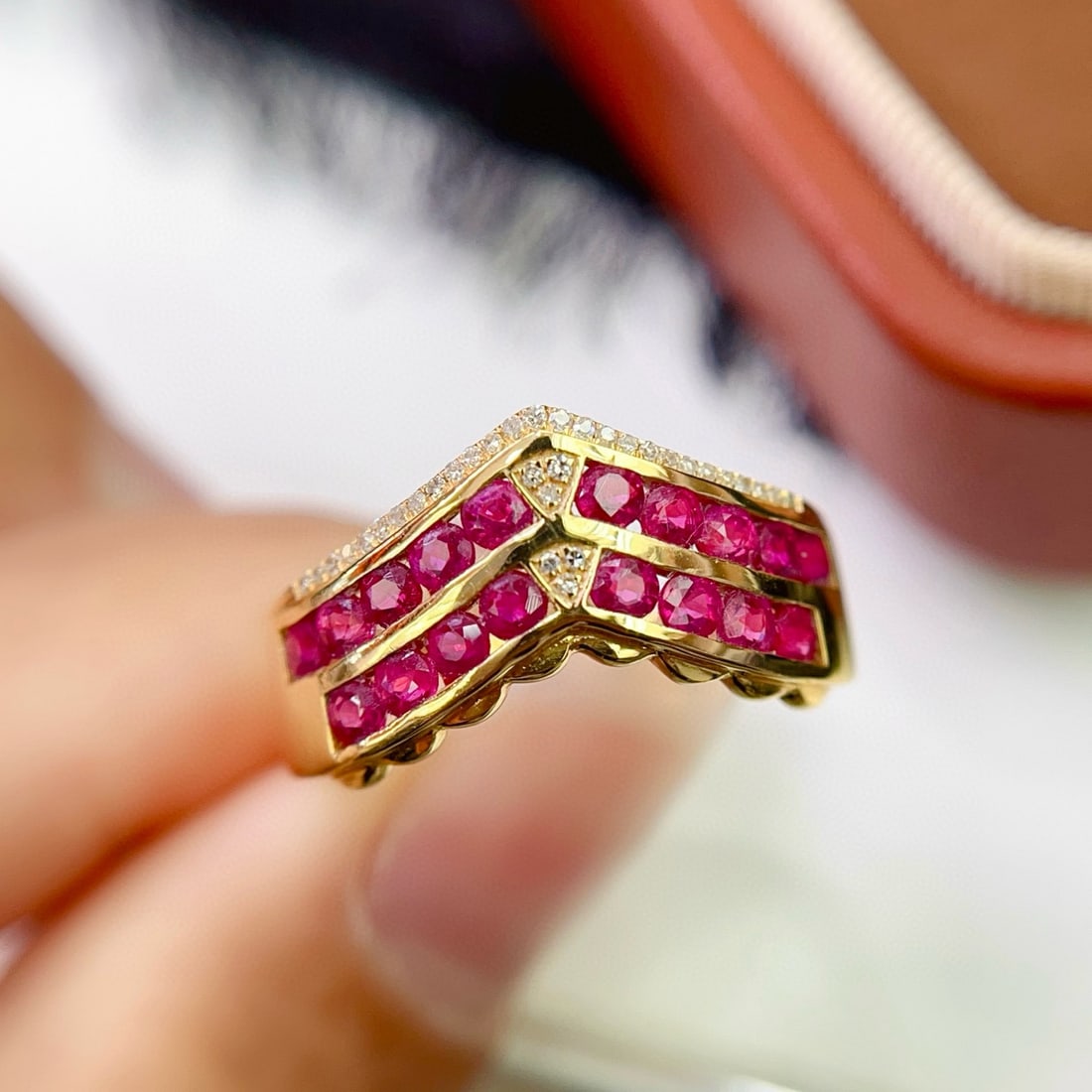 14k Gold 1.80 Ct Natural Ruby & Diamond Ring - 6