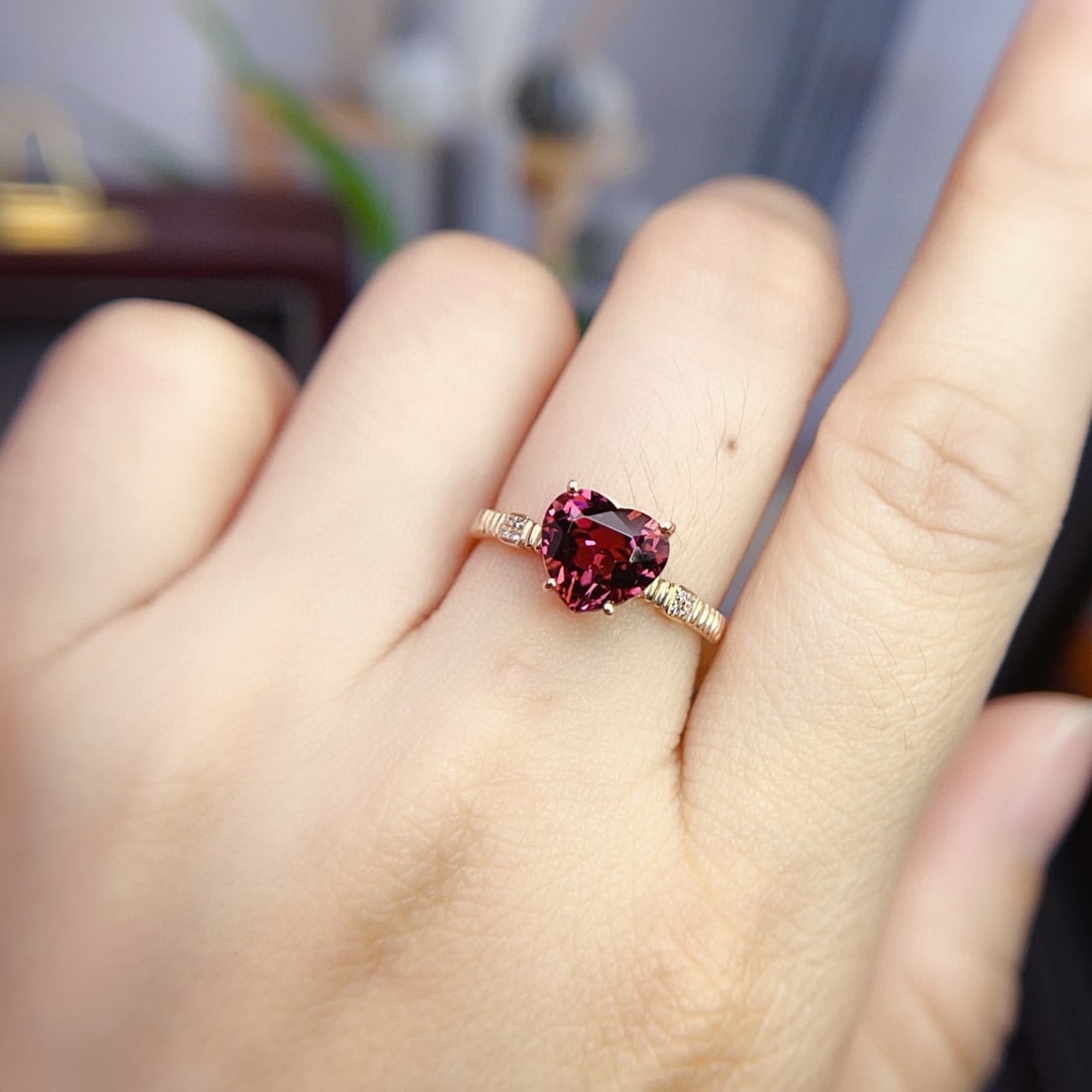 14k Gold 1.87 Ctw Natural Tourmaline & Diamond Ring - 5