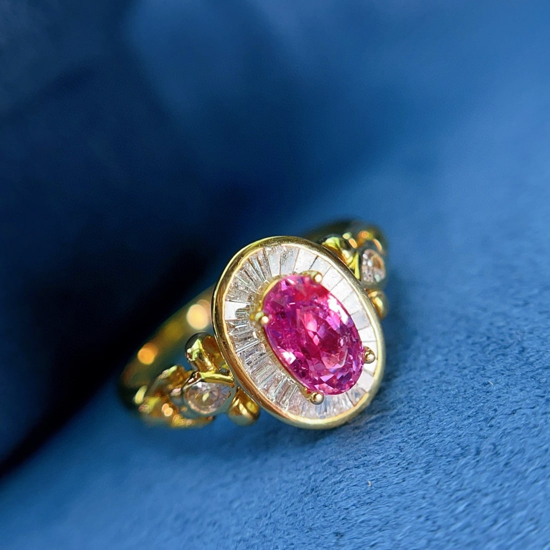 14k Gold 1.00 Ct Natural Ruby & Diamond & Sapphire Ring - 2