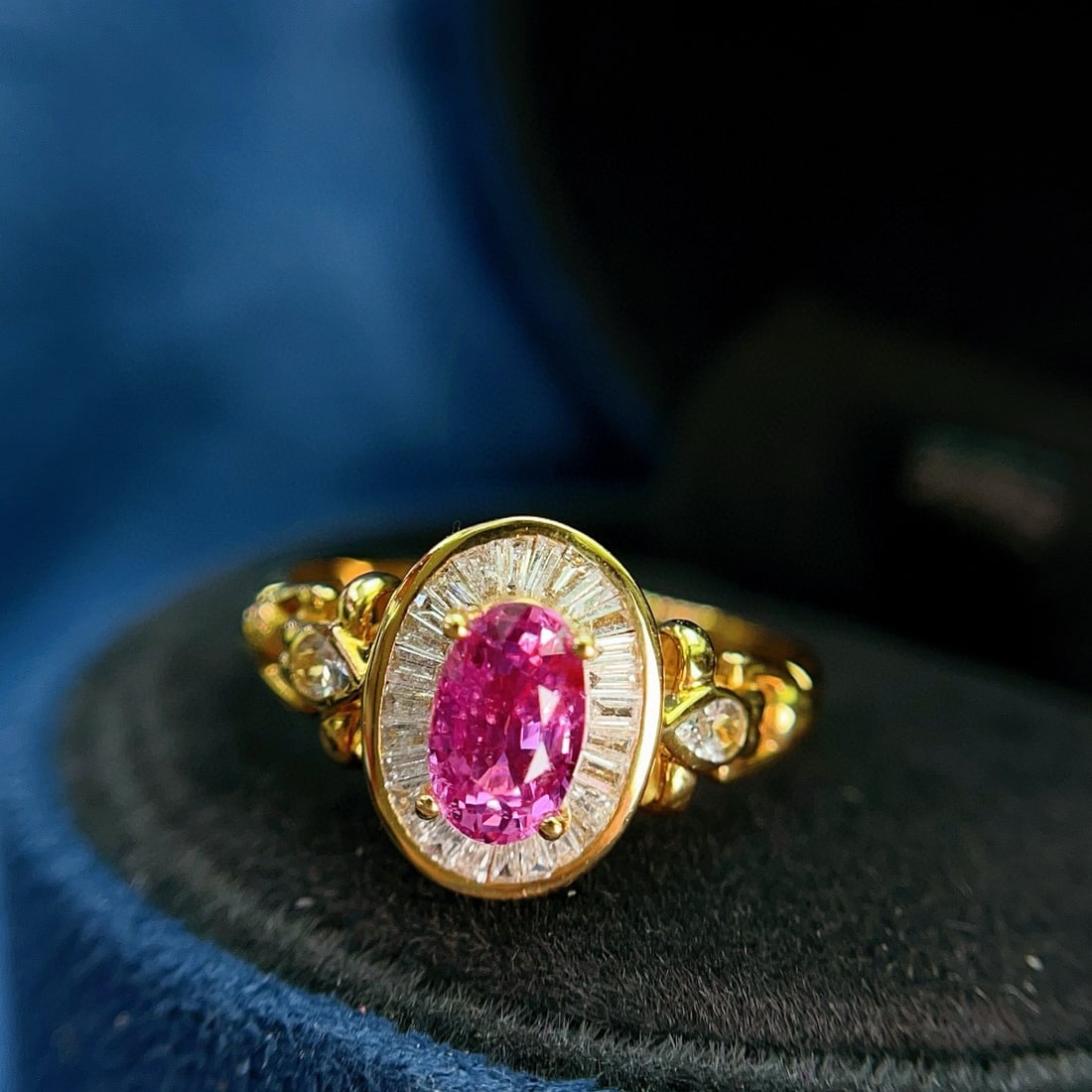 14k Gold 1.00 Ct Natural Ruby & Diamond & Sapphire Ring - 4