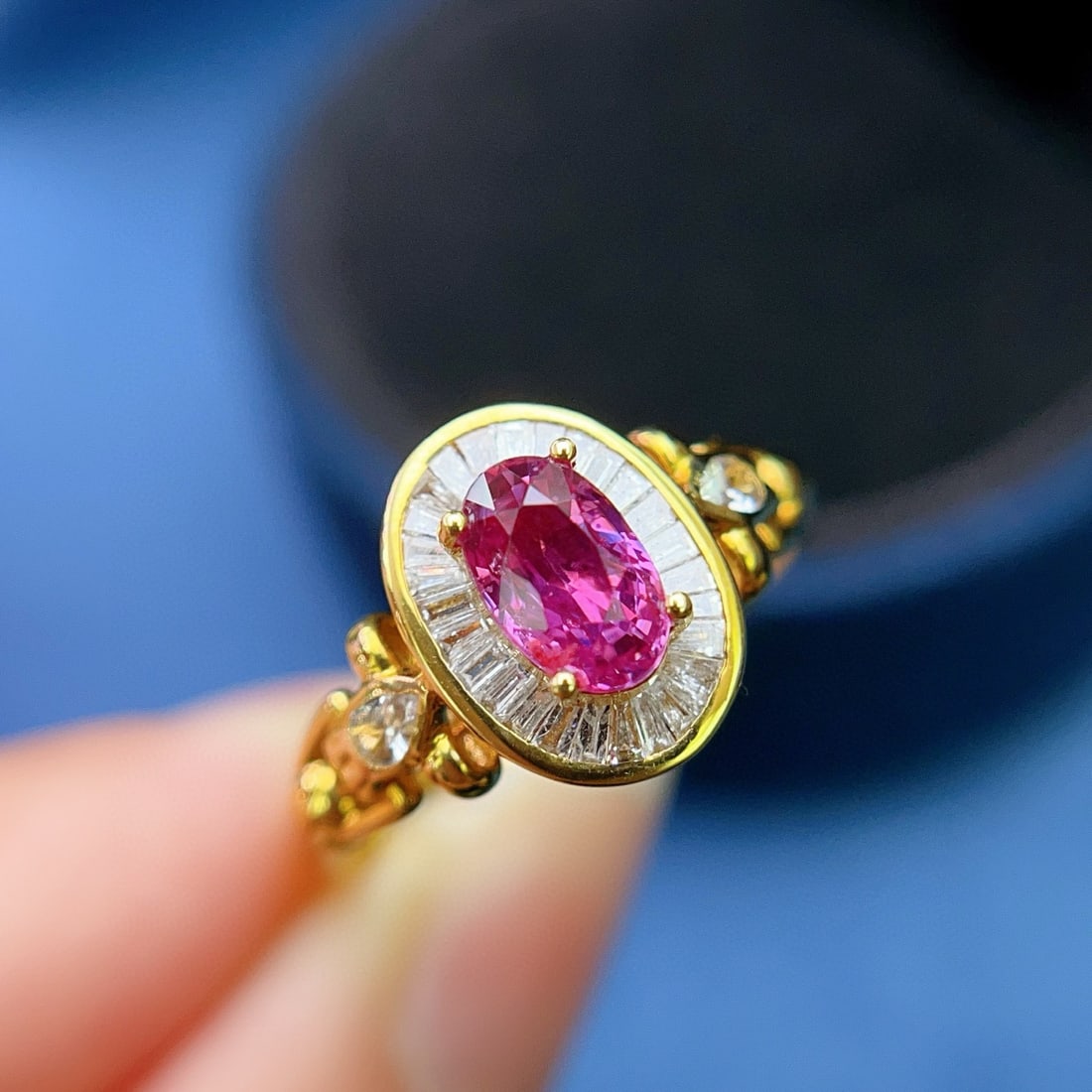 14k Gold 1.00 Ct Natural Ruby & Diamond & Sapphire Ring - 5