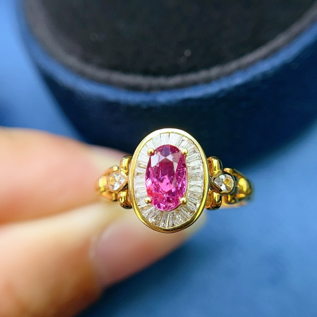 14k Gold 1.00 Ct Natural Ruby & Diamond & Sapphire Ring - 6