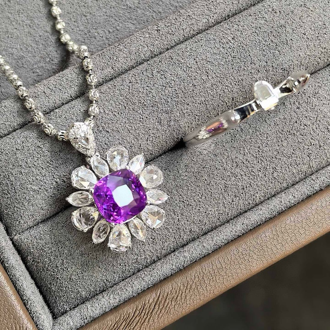 14k Gold 2.43 Ctw Natural Sapphire & Diamond Ring/pendant( Without Chain ) - 4