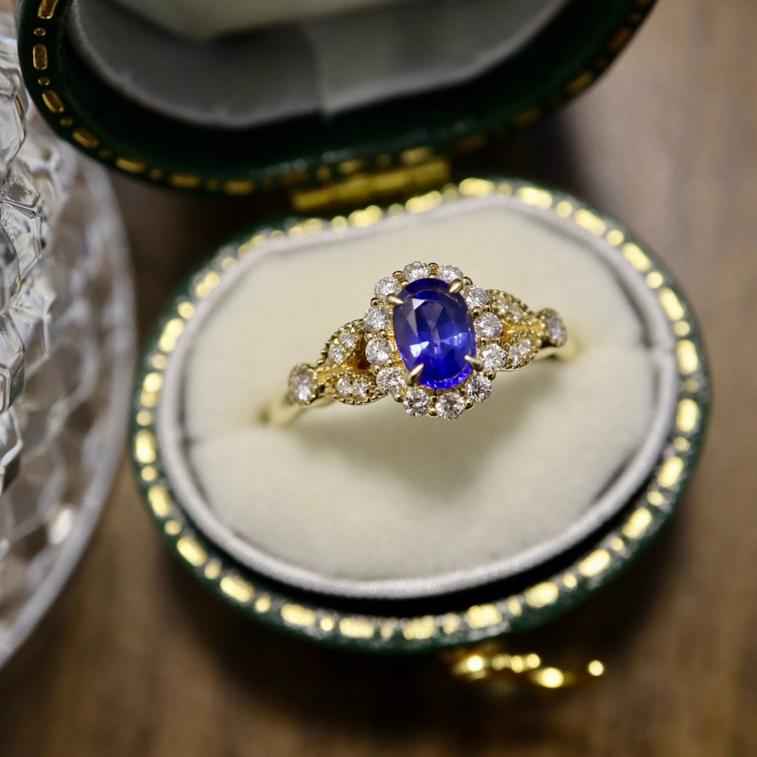 14k Gold 0.90 Ctw Natural Sapphire & Diamond Ring - 2