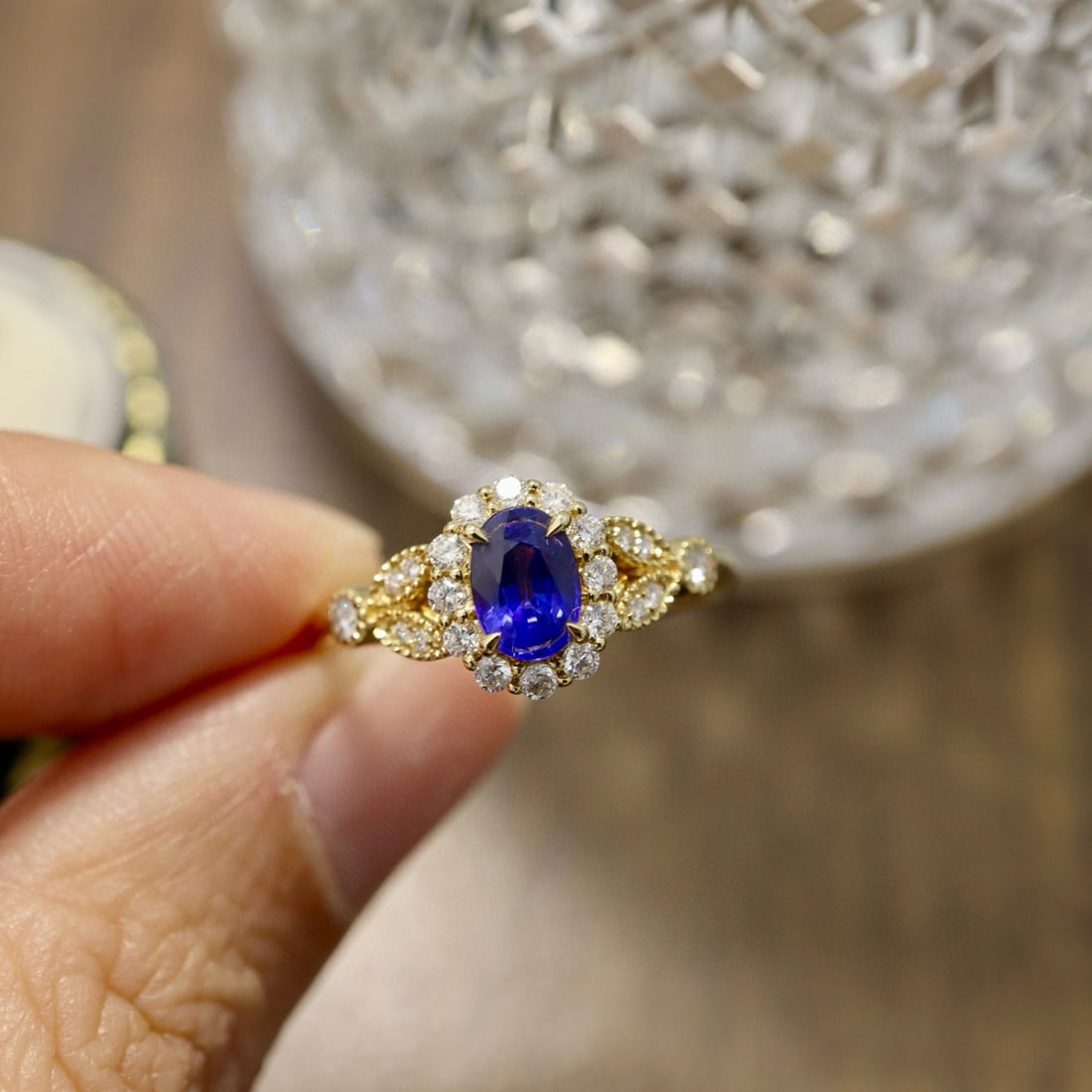 14k Gold 0.90 Ctw Natural Sapphire & Diamond Ring - 4