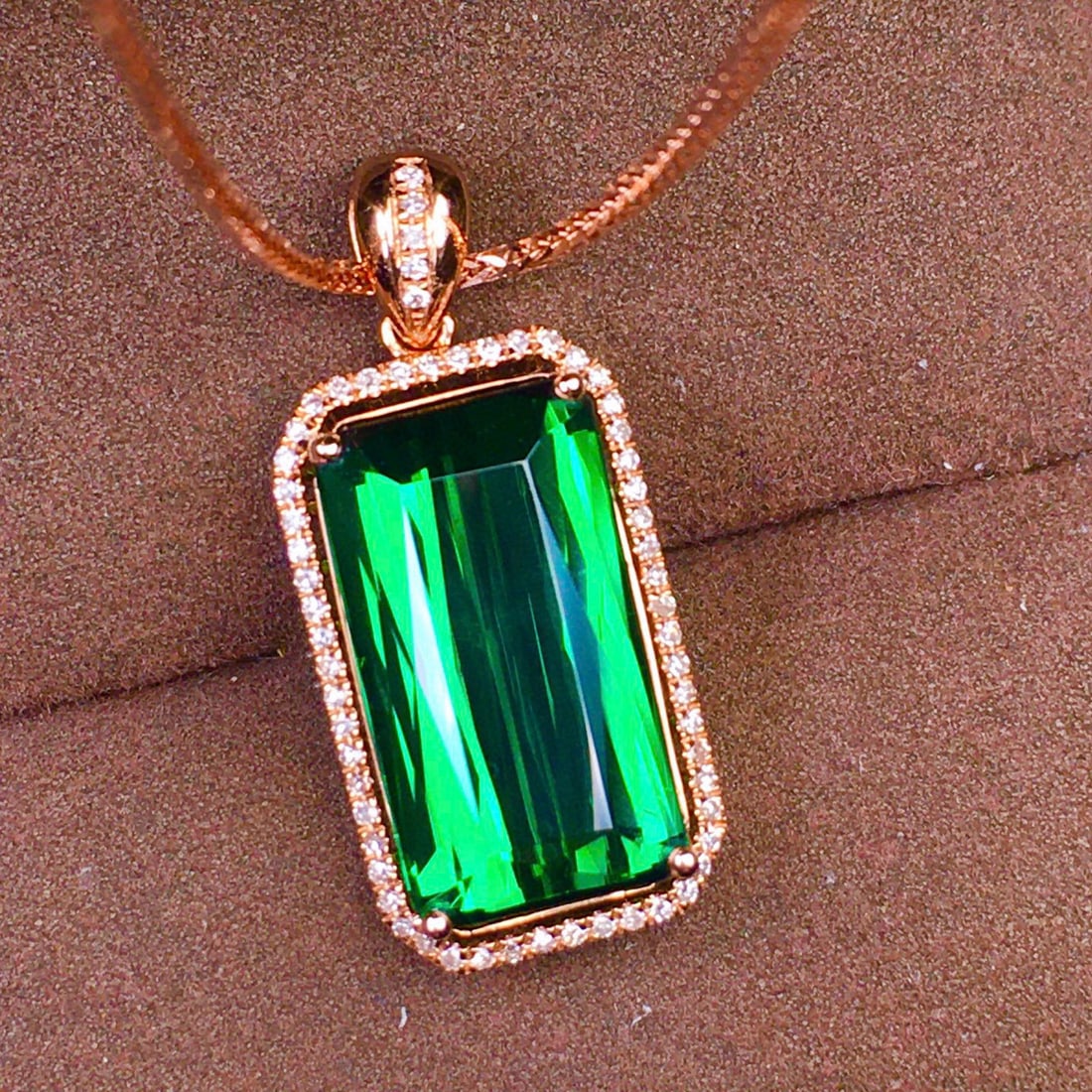 14k Gold 7.81 Ct Natural Tourmaline & Diamond Pendant( Without Chain ) - 6