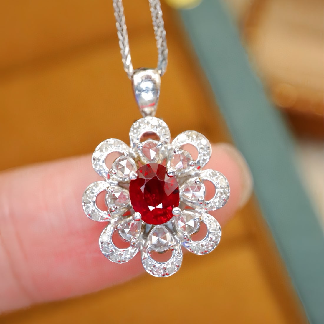 14k Gold 0.87 Ctw Natural Ruby & Diamond Ring/pendant( Without Chain ) - 4