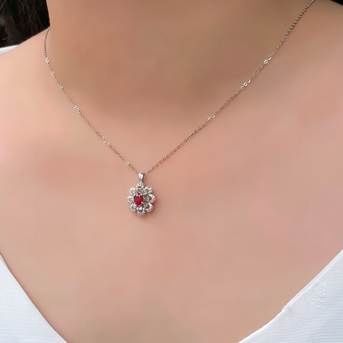 14k Gold 0.87 Ctw Natural Ruby & Diamond Ring/pendant( Without Chain ) - 8