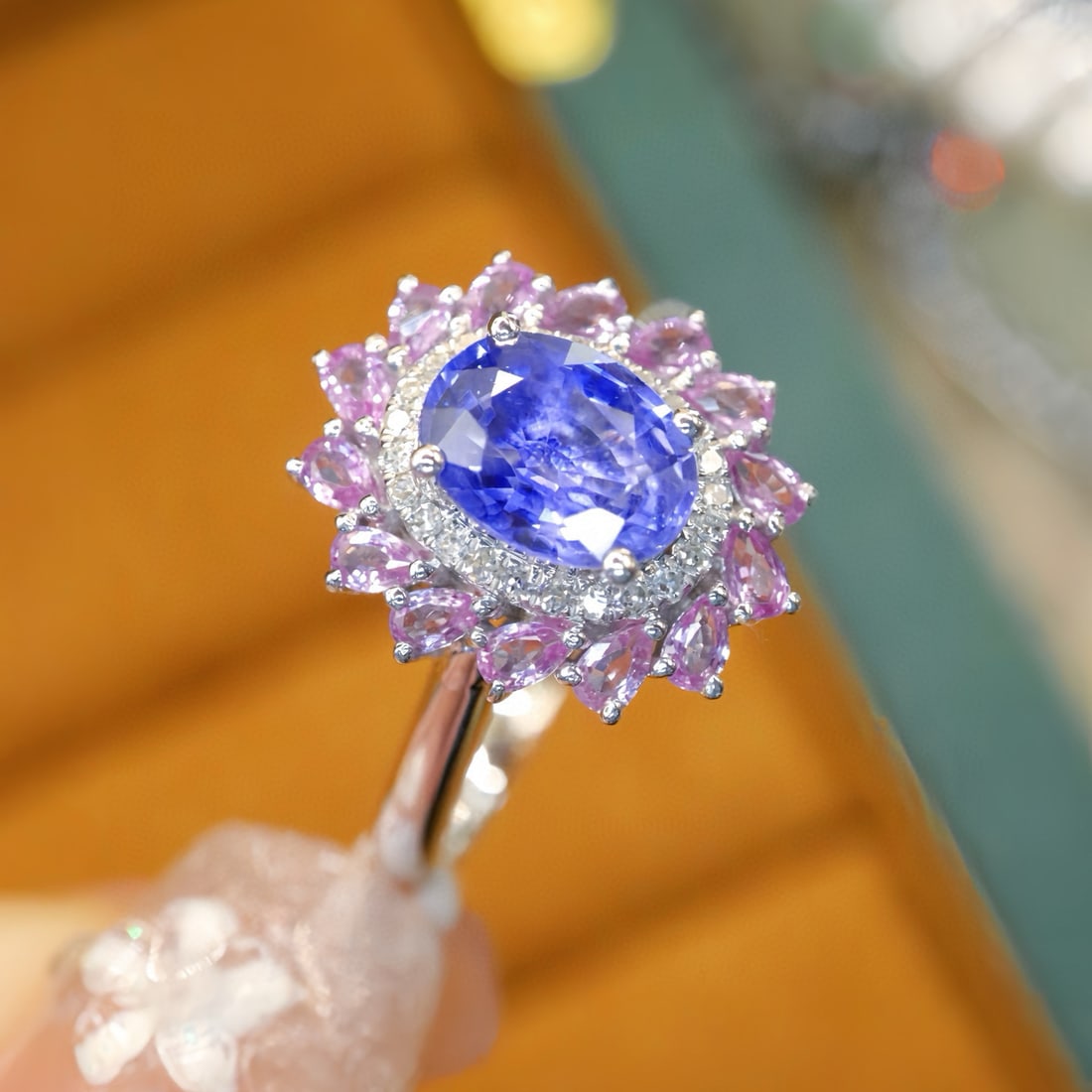 14k Gold 1.39 Ctw Natural Sapphire & Diamond Ring - 2