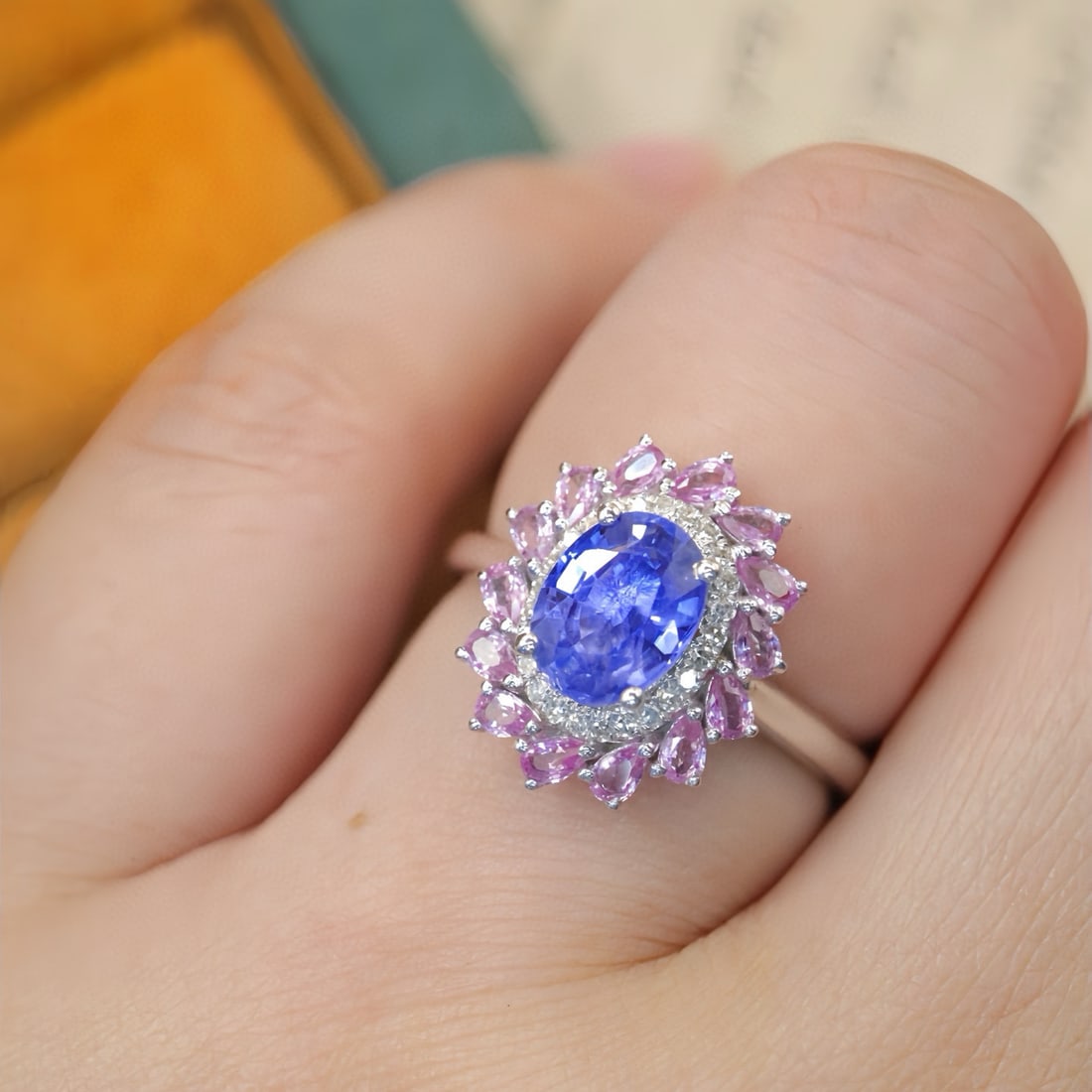 14k Gold 1.39 Ctw Natural Sapphire & Diamond Ring - 5