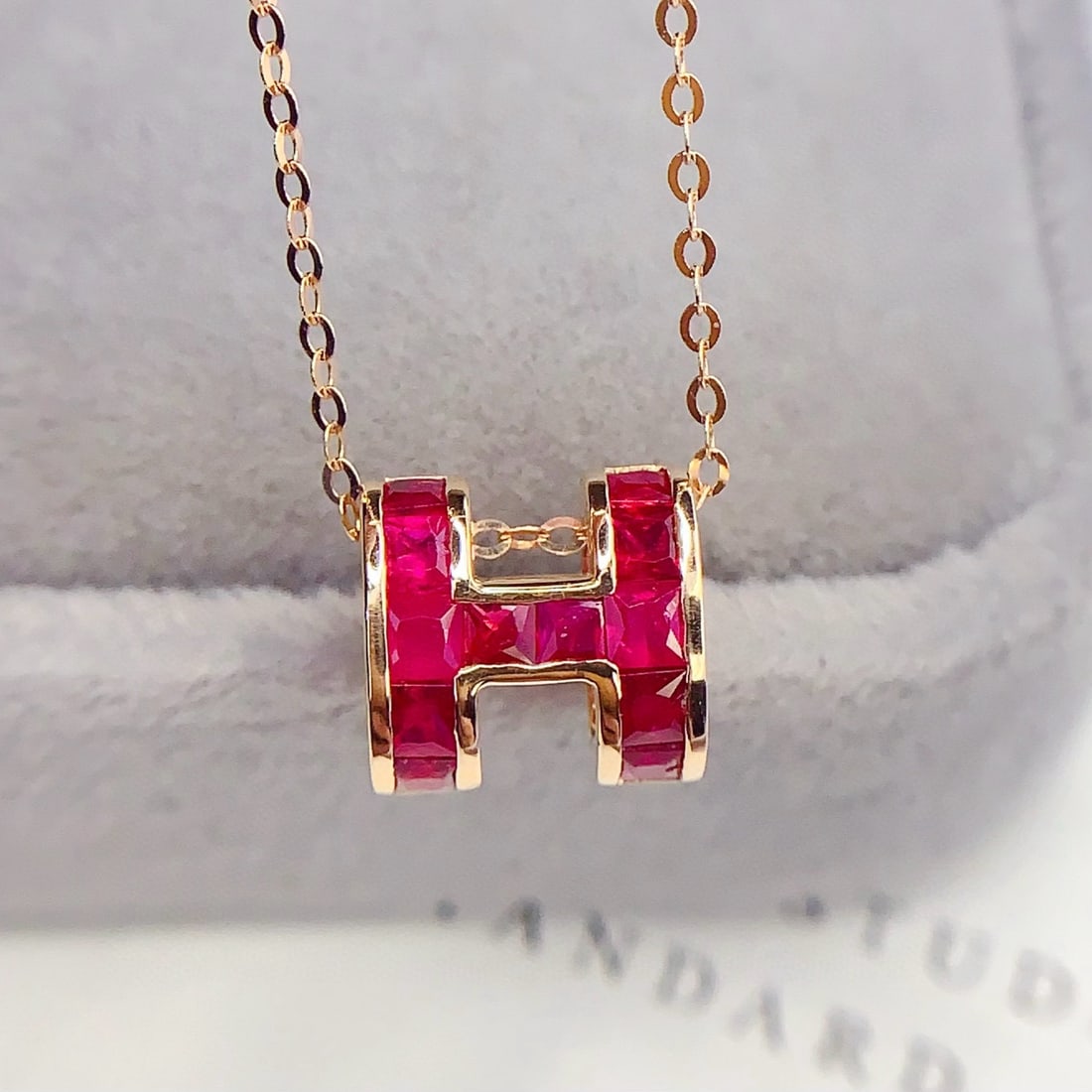 14k Gold 1 Ct Natural Ruby Necklace - 2